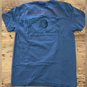 Orvis heavy cotton blue vintage fly fishing pocket t-shirt Medium